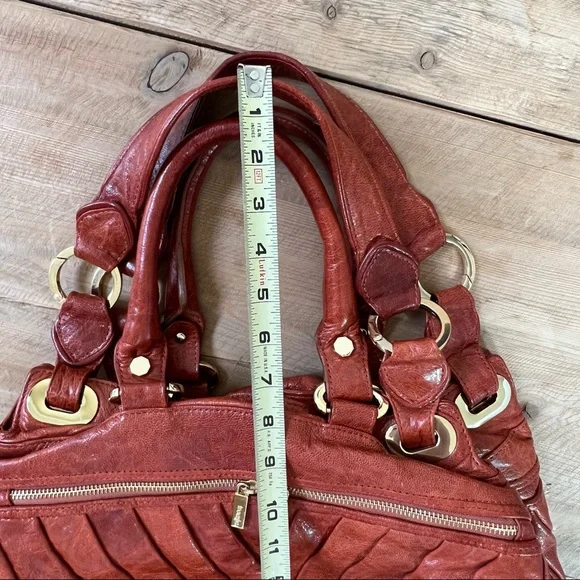 Treesje Dual Strap Tobacco Brown Leather Satchel Handbag - Picture 10 of 16